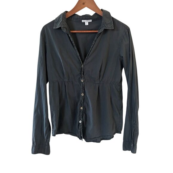 James Perse Tops - Standard James Perse Womens Size 4 Button Front V Neck Shirt Black Capsule Indie